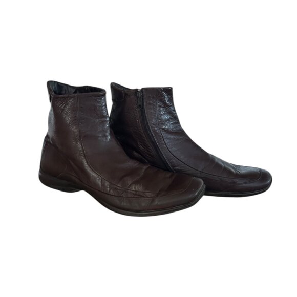 Spazio Uomo Brown Leather Side-Zip Ankle Boots Men’s EU 46 Soft Leather Vintage - Picture 2 of 7